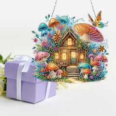 DIY Diamond Art Painting Creative Design PET Material Irregular Shape Home Decoration Pendant (Double-Sided Pattern Single-Sided Dot Diamond)