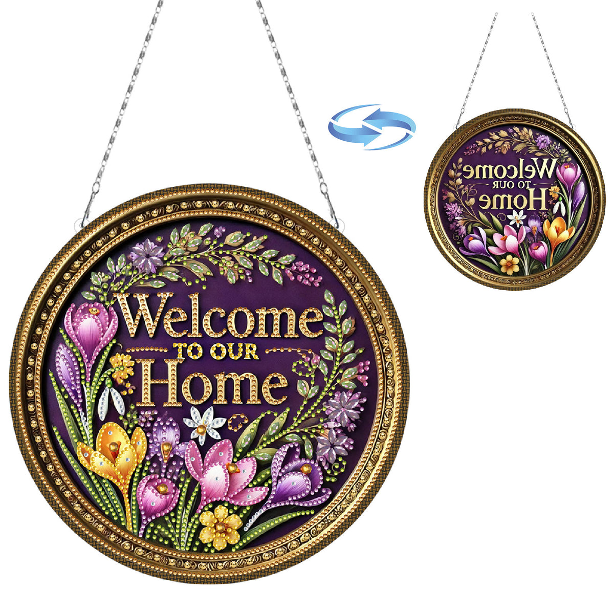 DIY Diamond Art Painting Creative Design PET Material Round Home Decoration Pendant (Double-Sided Pattern Single-Sided Dot Diamond)
