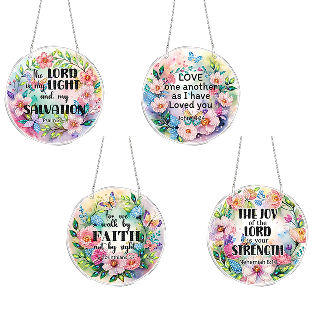 DIY Diamond Art Painting Creative Design PET Material Round Irregular Shape Home Decoration Pendant(4PCS)(Single-Sided Diamond)
