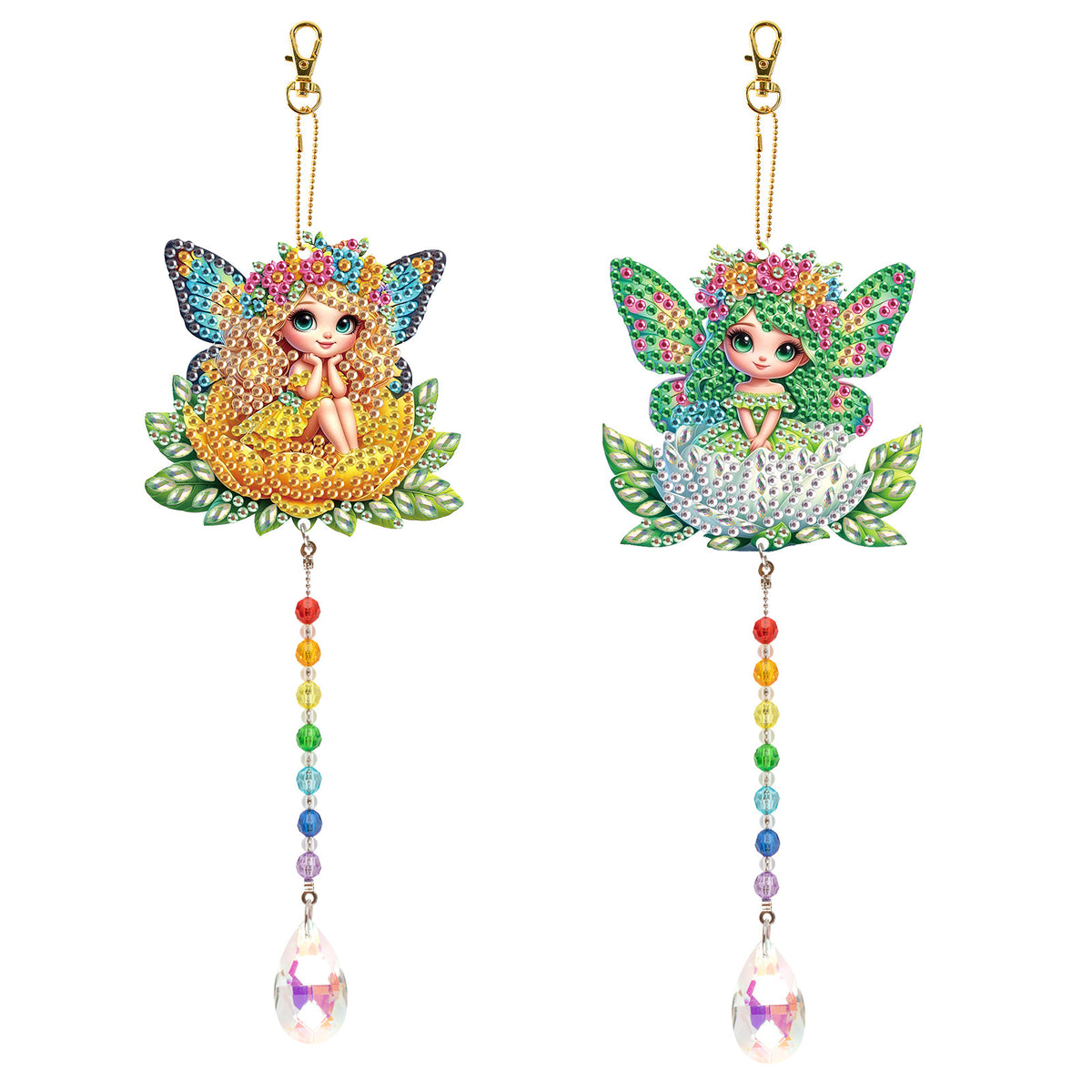 DIY Diamond Art Painting Creative Design Acrylic Home Decoration Colorful Crystal Pendant Two-Piece Set(Double-sided spot drilling)