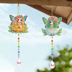 DIY Diamond Art Painting Creative Design Acrylic Home Decoration Colorful Crystal Pendant Two-Piece Set(Double-sided spot drilling)