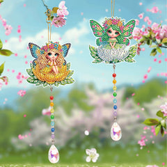 DIY Diamond Art Painting Creative Design Acrylic Home Decoration Colorful Crystal Pendant Two-Piece Set(Double-sided spot drilling)