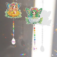 DIY Diamond Art Painting Creative Design Acrylic Home Decoration Colorful Crystal Pendant Two-Piece Set(Double-sided spot drilling)