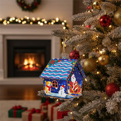 DIY Diamond Art Painting Christmas Creative Design Wooden Assembled Little House Home Decor Hanging Ornament