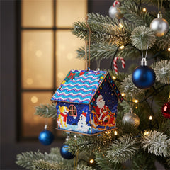 DIY Diamond Art Painting Christmas Creative Design Wooden Assembled Little House Home Decor Hanging Ornament