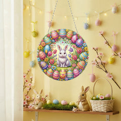 DIY Diamond Art Painting Pendant, Easter Creative Design, PET Material Round Home Decor Pendant