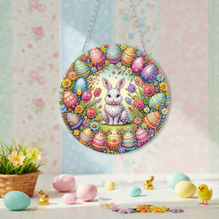 DIY Diamond Art Painting Pendant, Easter Creative Design, PET Material Round Home Decor Pendant