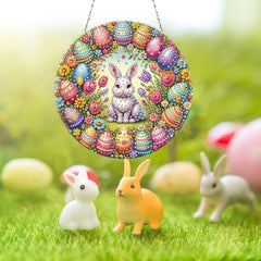 DIY Diamond Art Painting Pendant, Easter Creative Design, PET Material Round Home Decor Pendant
