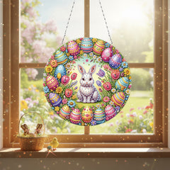 DIY Diamond Art Painting Pendant, Easter Creative Design, PET Material Round Home Decor Pendant