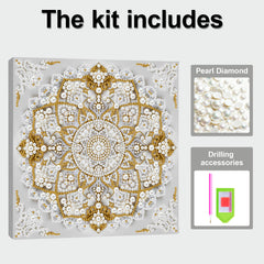 DIY Pearl Painting with Frame - Creative Design, DIY Self-Adhesive, Healing, Stress-Relieving Home Wall Decoration with Frame and Tools (White Canvas)