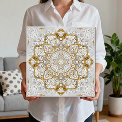 DIY Pearl Painting with Frame - Creative Design, DIY Self-Adhesive, Healing, Stress-Relieving Home Wall Decoration with Frame and Tools (White Canvas)