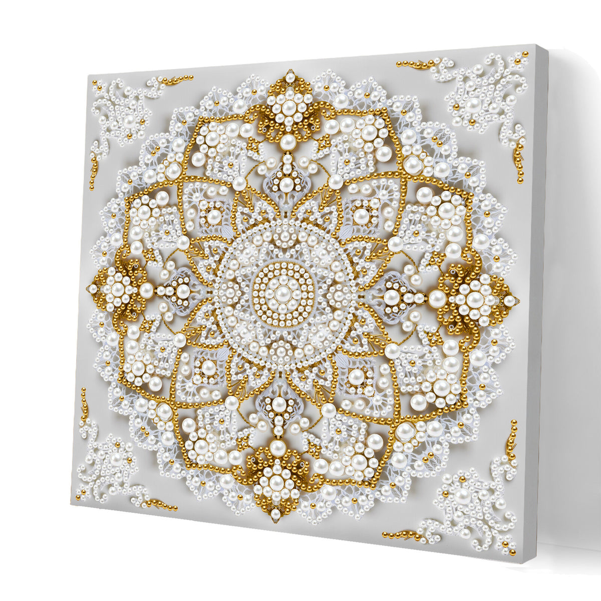 DIY Pearl Painting with Frame - Creative Design, DIY Self-Adhesive, Healing, Stress-Relieving Home Wall Decoration with Frame and Tools (White Canvas)