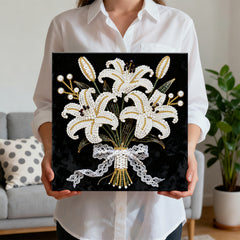 DIY Pearl Painting with Frame - Creative Design, DIY Self-Adhesive, Healing, Stress-Relieving Home Wall Decoration, Framed Painting with Frame Tools (Black Canvas)