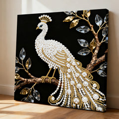 DIY Pearl Painting with Frame - Creative Design, DIY Self-Adhesive, Healing, Stress-Relieving Home Wall Decoration, Framed Painting with Frame Tools (Black Canvas)