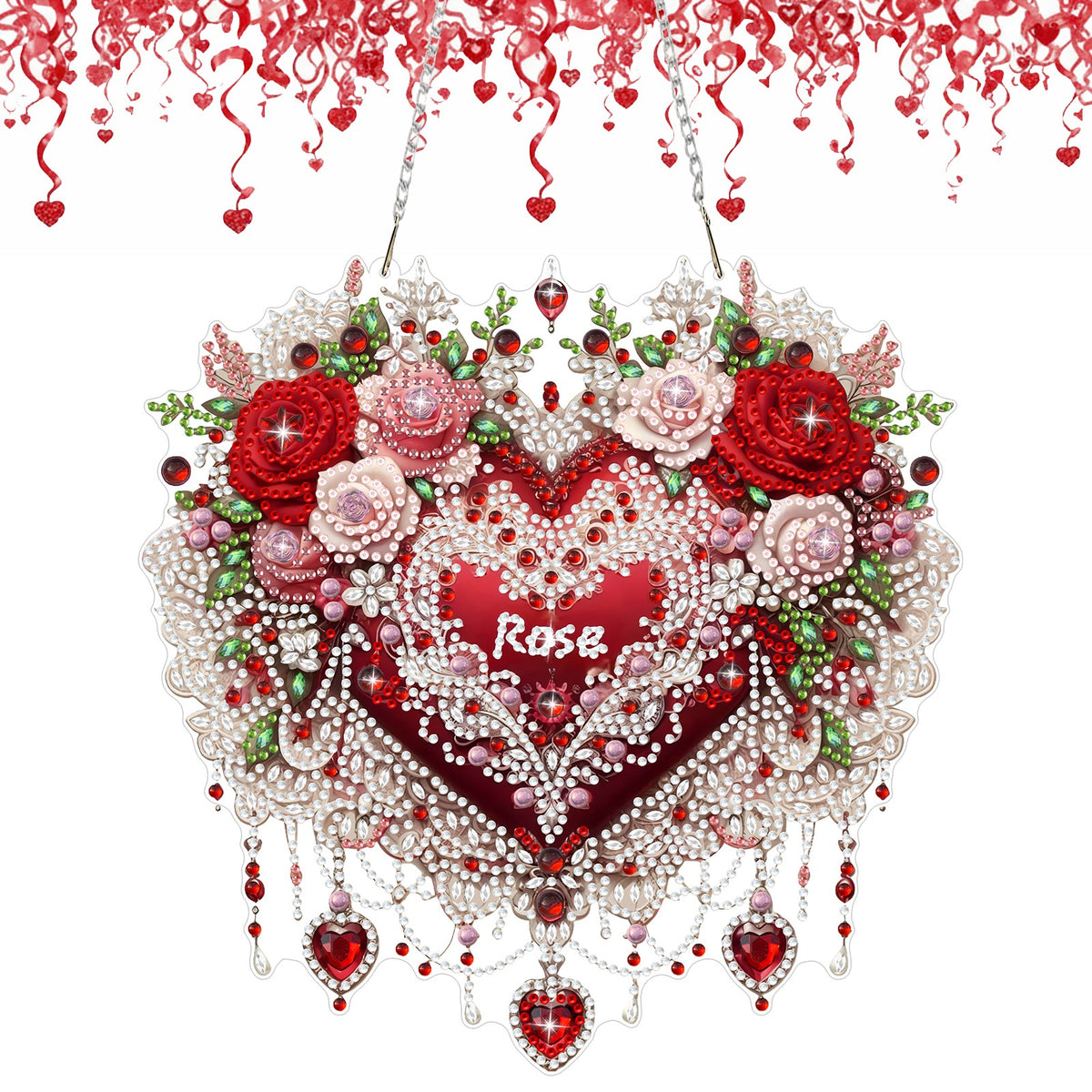 DIY Diamond Art Painting Valentine's Day Creative Design Acrylic Material Irregular Shape Home Decoration Hanging Ornament (Single-Sided Diamond)