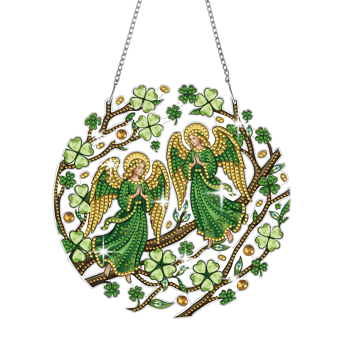 DIY Diamond Art Painting Pendant, Spring Creative Design, PET Material Hollowed-out Home Decor Pendant (Single-sided Rhinestone Dotting)