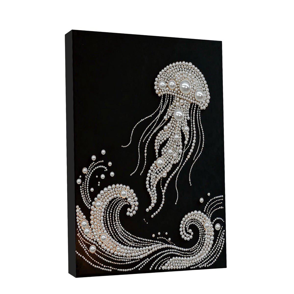 DIY Pearl Painting with Frame - Creative Design, DIY Self-Adhesive, Healing, Stress-Relieving Home Wall Decoration, Framed Painting with Frame Tools (Black Canvas)