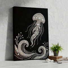 DIY Pearl Painting with Frame - Creative Design, DIY Self-Adhesive, Healing, Stress-Relieving Home Wall Decoration, Framed Painting with Frame Tools (Black Canvas)