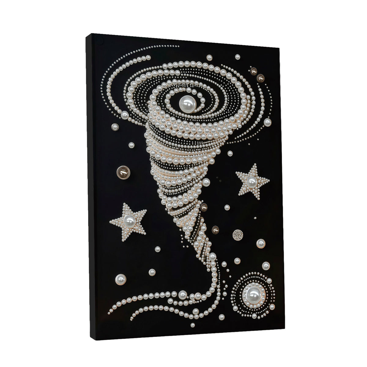 DIY Pearl Painting with Frame - Creative Design, DIY Self-Adhesive, Healing, Stress-Relieving Home Wall Decoration, Framed Painting with Frame Tools (Black Canvas)