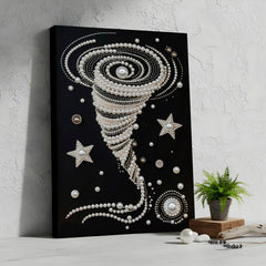 DIY Pearl Painting with Frame - Creative Design, DIY Self-Adhesive, Healing, Stress-Relieving Home Wall Decoration, Framed Painting with Frame Tools (Black Canvas)