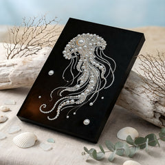 DIY Pearl Painting with Frame - Creative Design, DIY Self-Adhesive, Healing, Stress-Relieving Home Wall Decoration, Framed Painting with Frame Tools (Black Canvas)