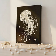 DIY Pearl Painting with Frame - Creative Design, DIY Self-Adhesive, Healing, Stress-Relieving Home Wall Decoration, Framed Painting with Frame Tools (Black Canvas)