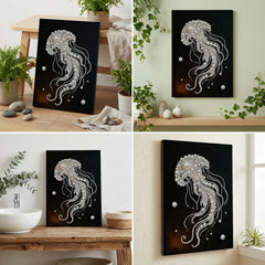 DIY Pearl Painting with Frame - Creative Design, DIY Self-Adhesive, Healing, Stress-Relieving Home Wall Decoration, Framed Painting with Frame Tools (Black Canvas)