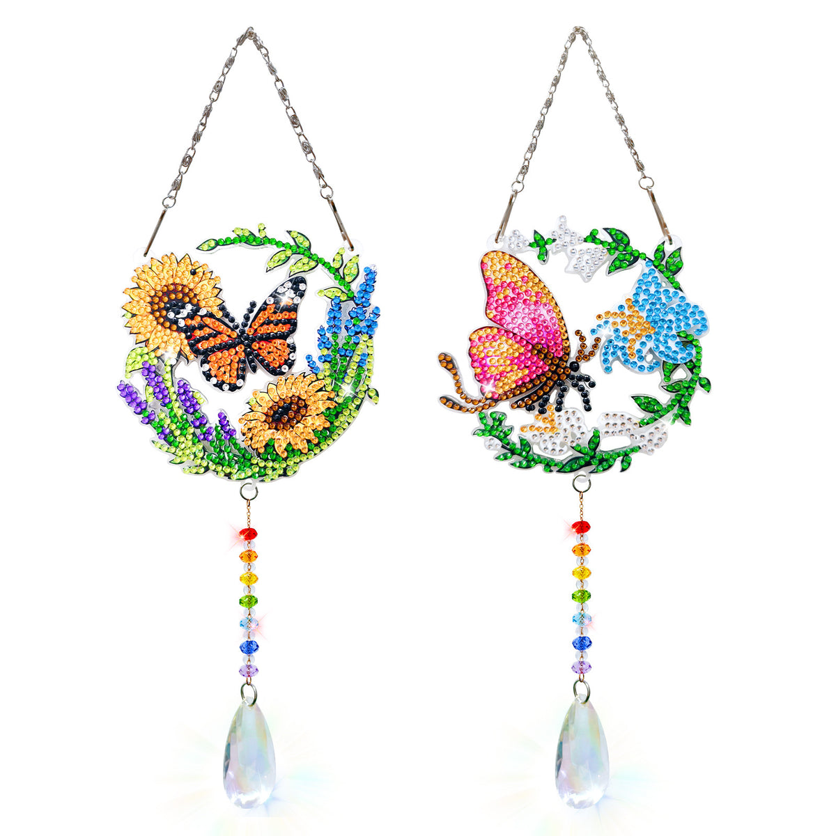 DIY Diamond Art Painting Pendant, Creative Design, PVC Material, Home Decor, Colorful Crystal Pendant, Two-Piece Set (Single-Sided Rhinestone Dotting)