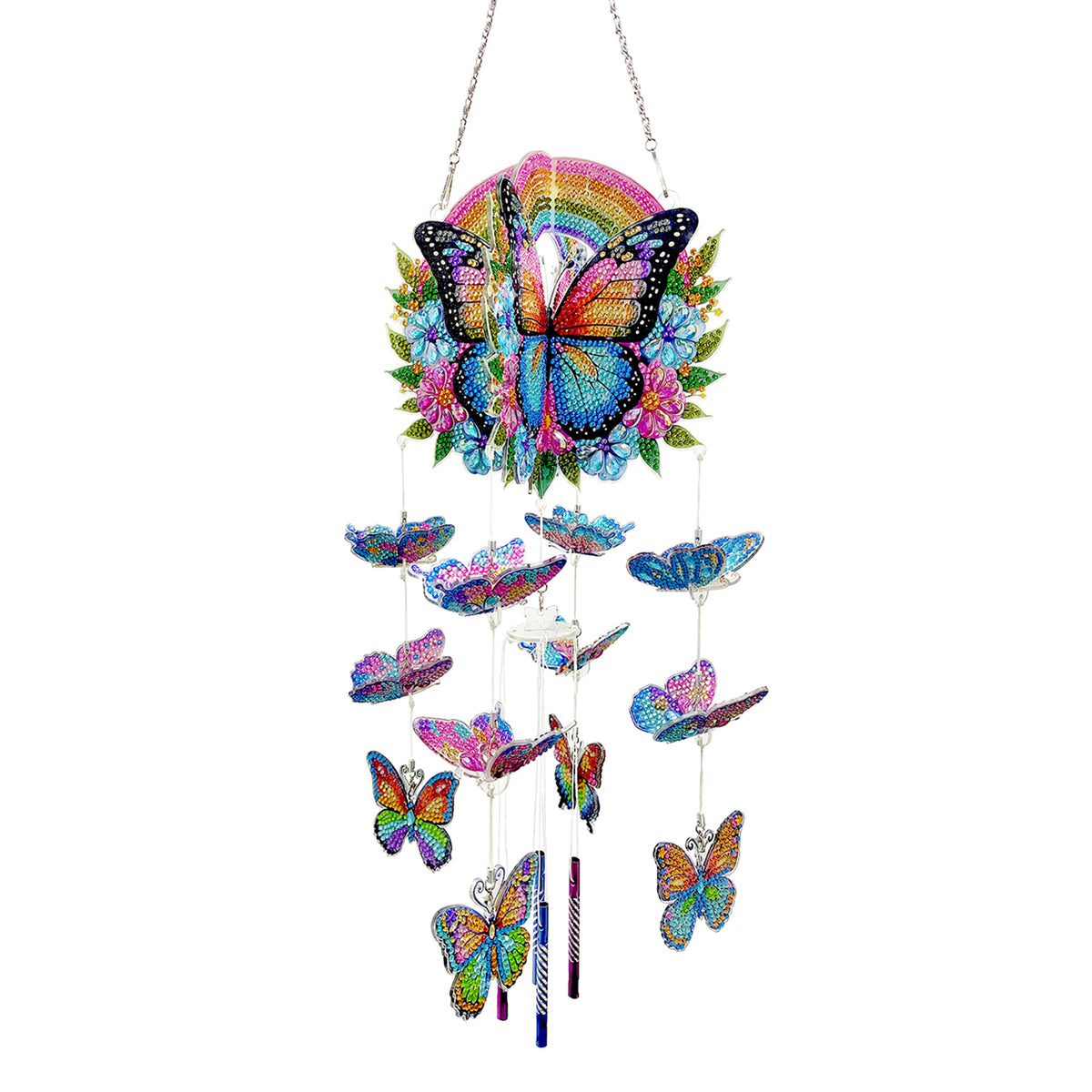 DIY Diamond Art Painting Wind Chime Creative Design 3D Assembly Home Decoration Dreamy and Beautiful Wind Chime Pendant (Double-sided Rhinestone Dotting)