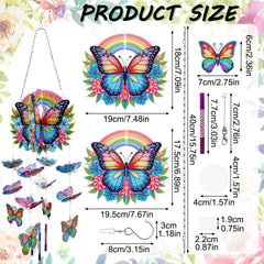DIY Diamond Art Painting Wind Chime Creative Design 3D Assembly Home Decoration Dreamy and Beautiful Wind Chime Pendant (Double-sided Rhinestone Dotting)