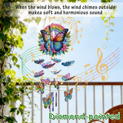 DIY Diamond Art Painting Wind Chime Creative Design 3D Assembly Home Decoration Dreamy and Beautiful Wind Chime Pendant (Double-sided Rhinestone Dotting)