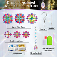 DIY Diamond Art Painting Pendant Mandala Creative Design PET Material 3D Assembly Home Decor with Dazzling Crystal Pendant (Double-sided Rhinestone Dotting)