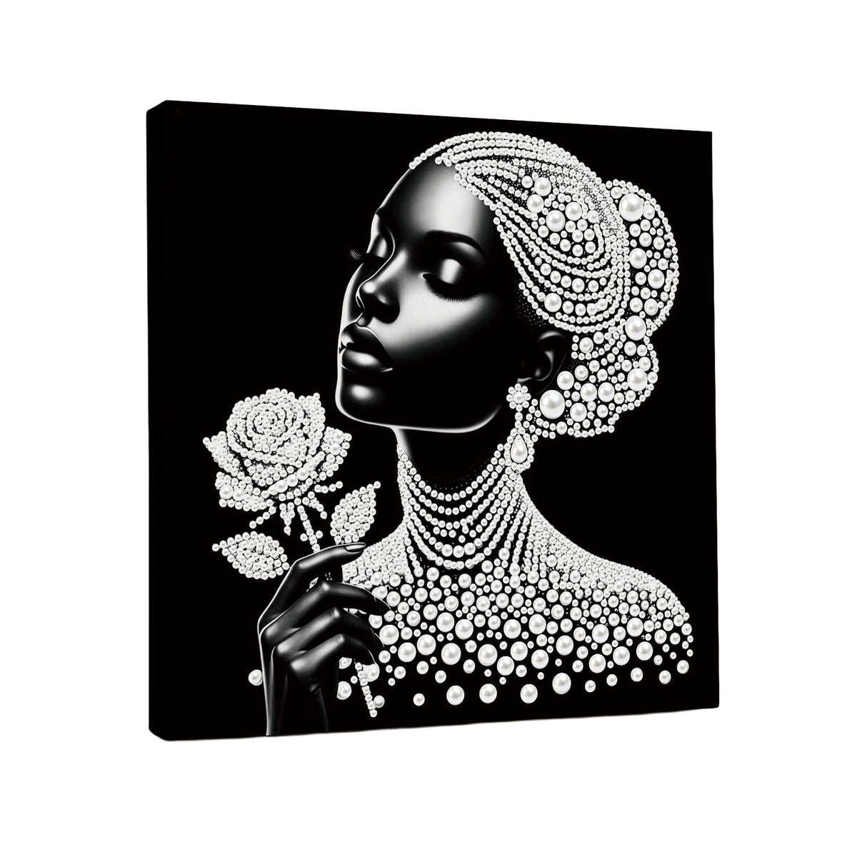 DIY Pearl Painting with Frame - Creative Design, Handmade, Healing, Stress-Relieving Home Wall Decoration, 9.84X9.84in, with Frame and Tools (Black Canvas)