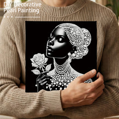 DIY Pearl Painting with Frame - Creative Design, Handmade, Healing, Stress-Relieving Home Wall Decoration, 9.84X9.84in, with Frame and Tools (Black Canvas)
