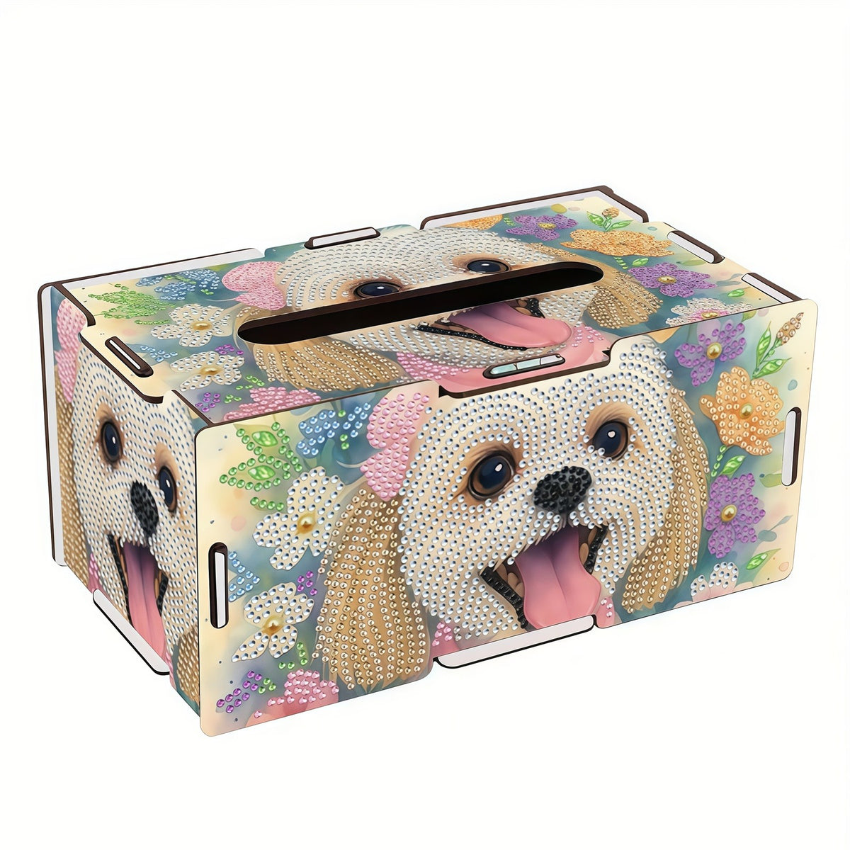 DIY Diamond Art Painting Creative Design Home Decoration Wooden Assembly Paper Box Rectangular Paper Towel Storage Box