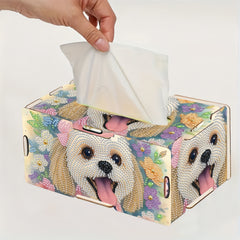 DIY Diamond Art Painting Creative Design Home Decoration Wooden Assembly Paper Box Rectangular Paper Towel Storage Box