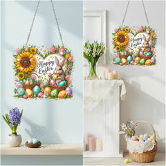 DIY Diamond Art Painting Pendant, Creative Easter Design, Acrylic Home Decor Pendant (Single-sided Rhinestone Dotting)