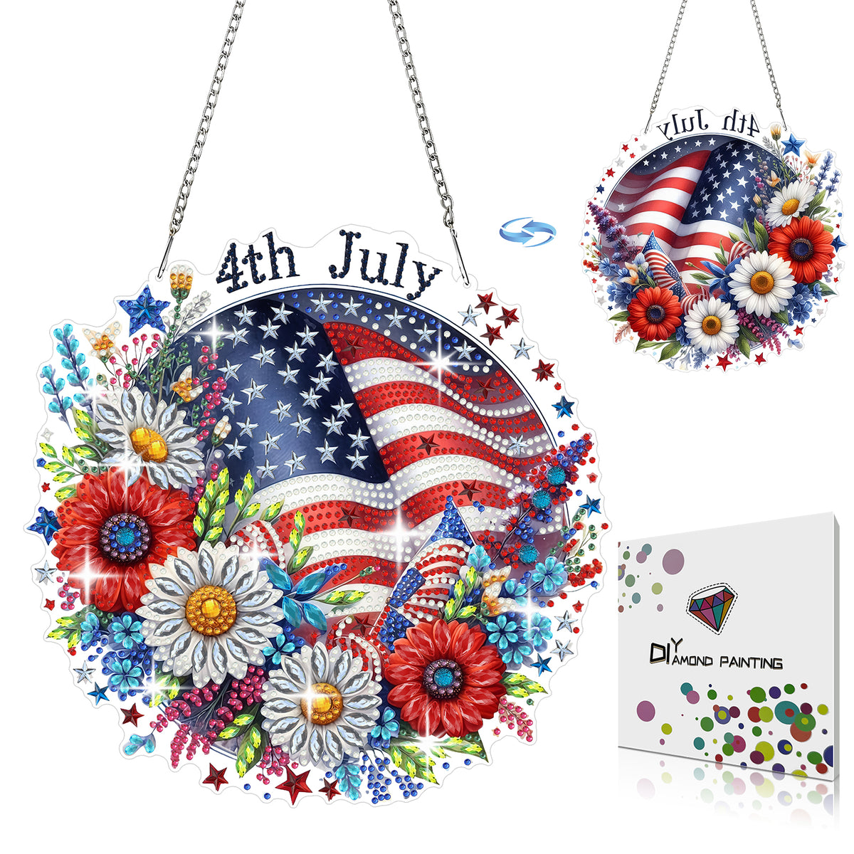 DIY Diamond Art Painting Pendant, Creative Design for American Independence Day, Irregular Shaped PET Material Home Decor Pendant