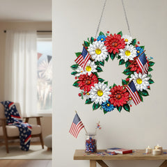 DIY Diamond Art Painting Pendant, Creative Design for American Independence Day, Irregular Shaped PET Material Home Decor Pendant