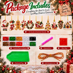 DIY Pearl Diamond Painting Christmas Ornaments, 10-Piece Set